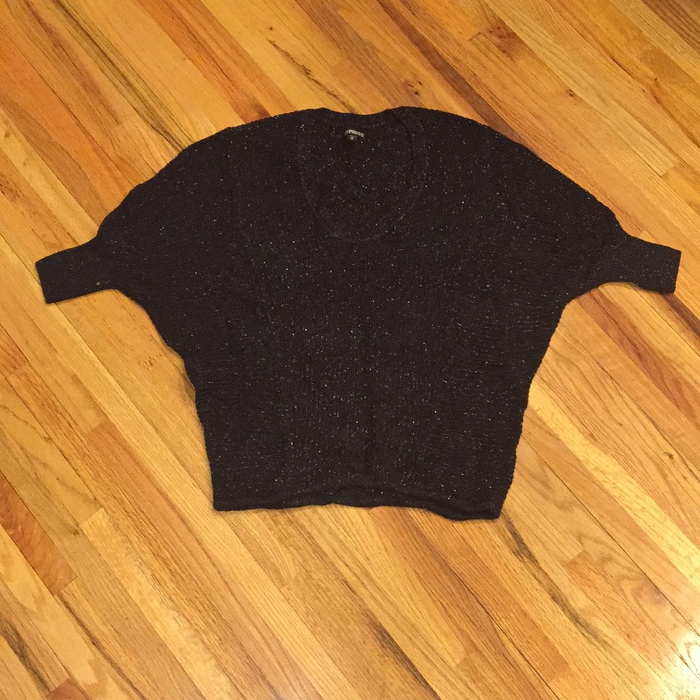 Express Dolman 3/4 Sleeve Black Sparkle Sweater XS